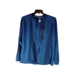Members Mark Mens Jacket Blue Luxe Full Zip Hoodie Pockets Large Outdoor